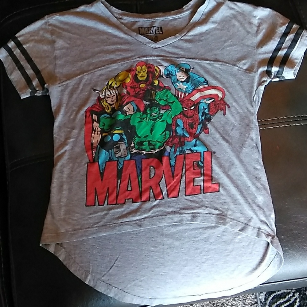 Grey marvel hi low t shirt